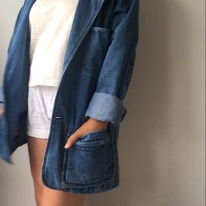VTG Oversized Denim Blazer Boyfriend Vintage Blue